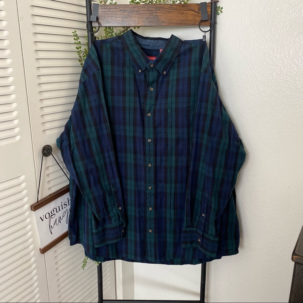 IZOD|3XL|Multi Color Plaid Long Sleeve Button Down Collard Shirt